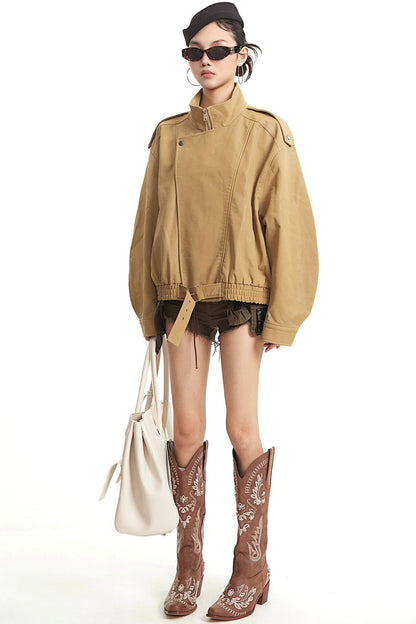 Retro Khaki Leather Jacket