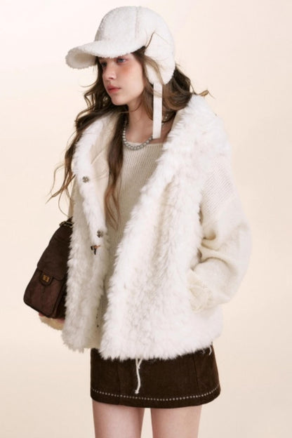 Bear Fur Hooded Fleece Jacket