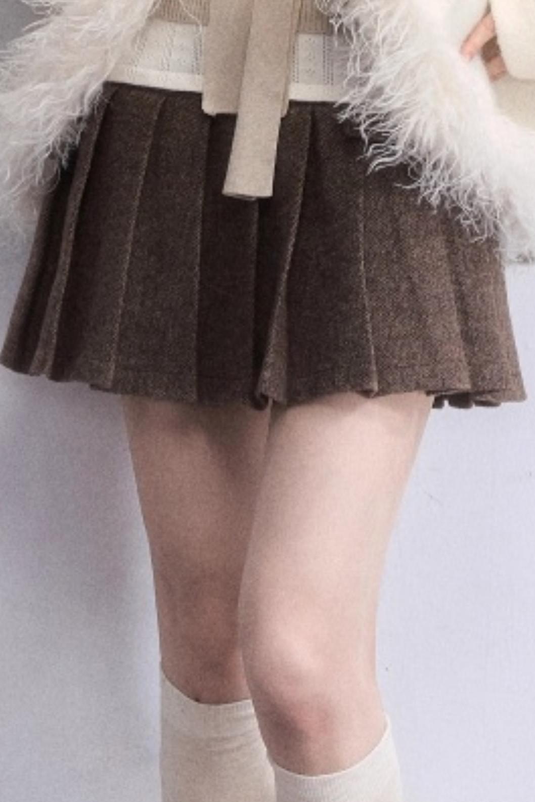 Amber Flow Wool Plaid Skirt