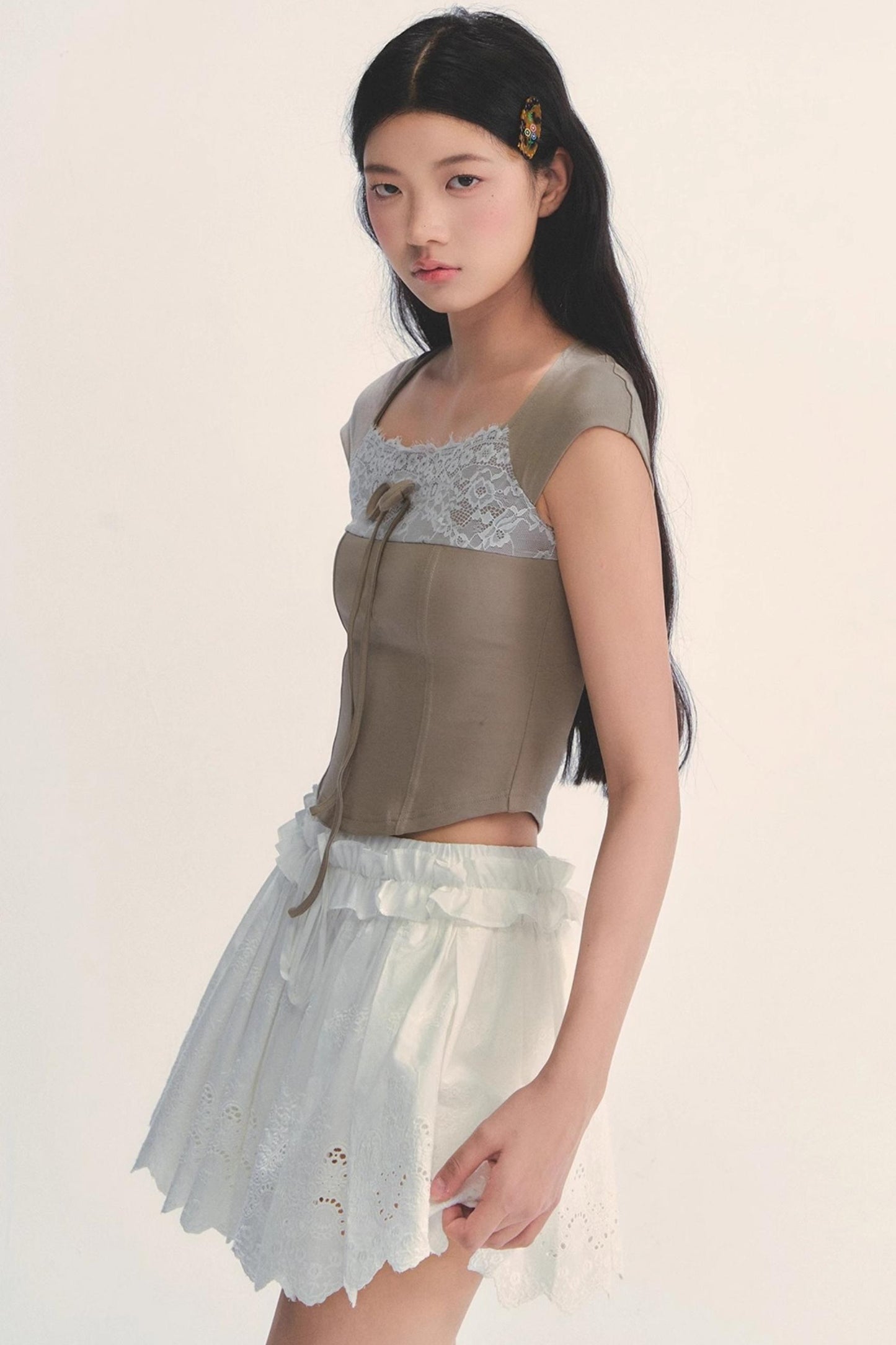 Cotton Lace Peplum Top