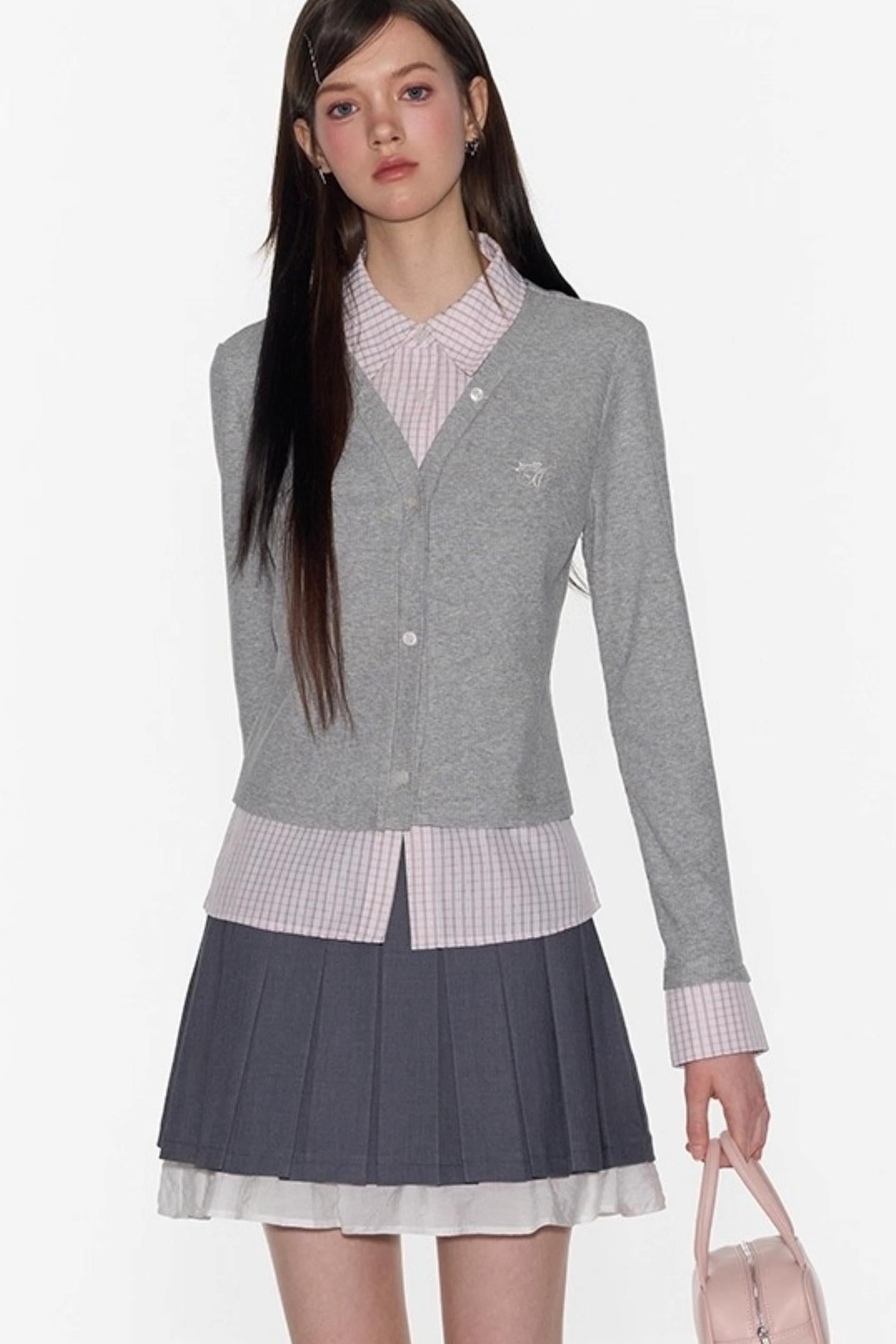 Gray A-Line Lace Skirt