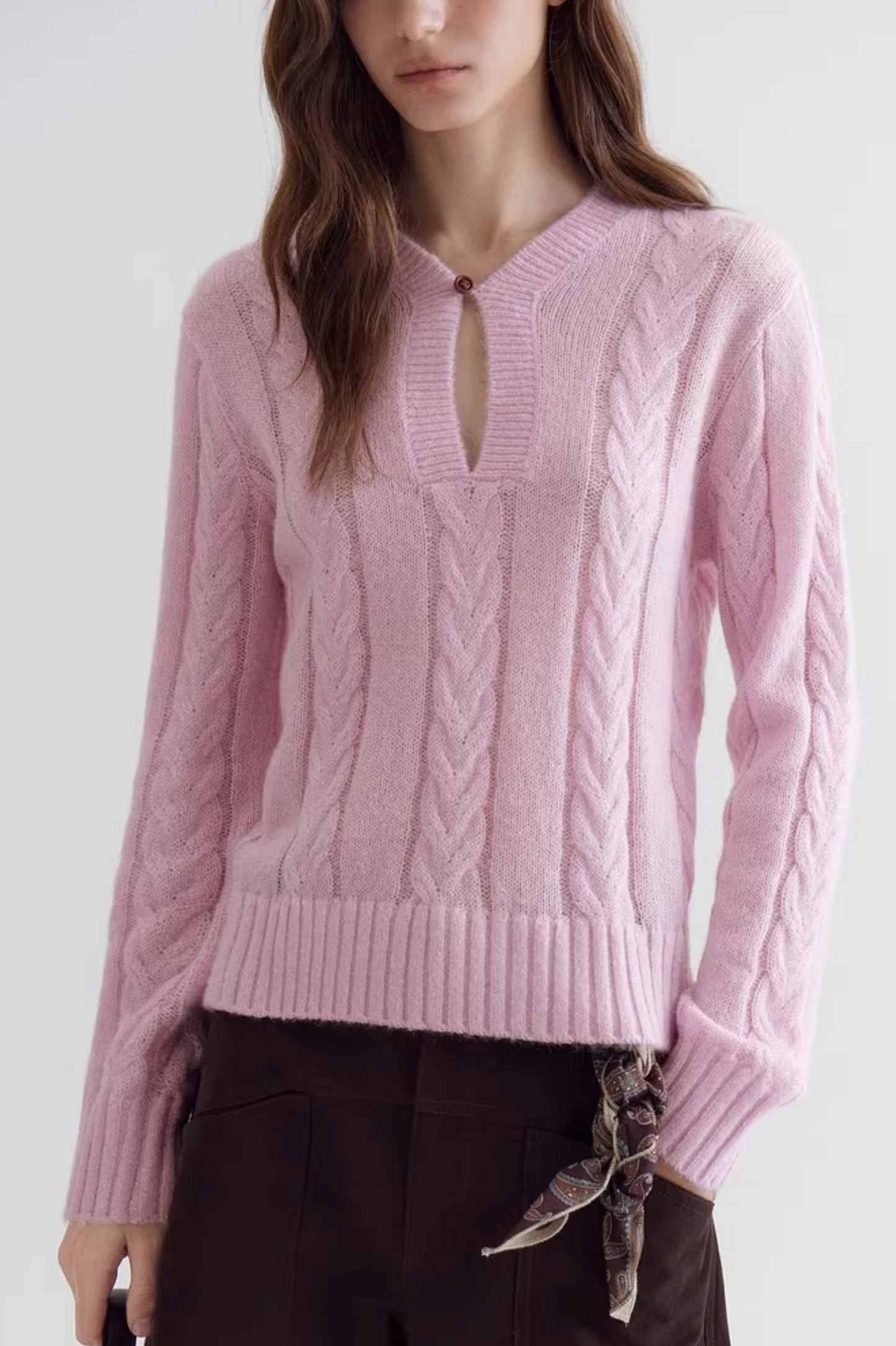 Pink Mohair V-Neck Sweater
