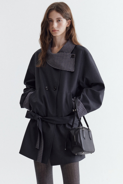 French Contrast Patchwork Coat