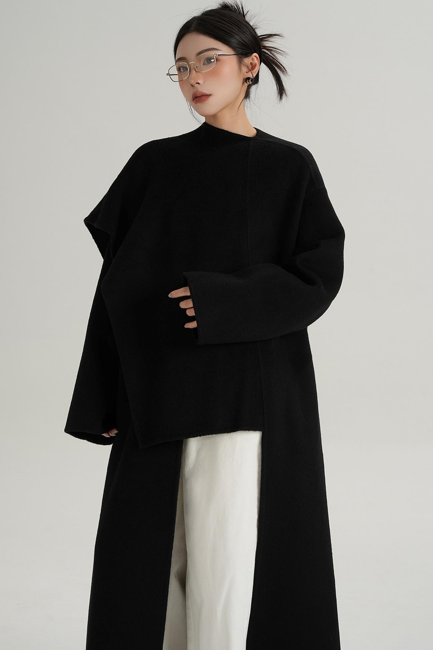 High-End Shawl Collar Wool Long Coat