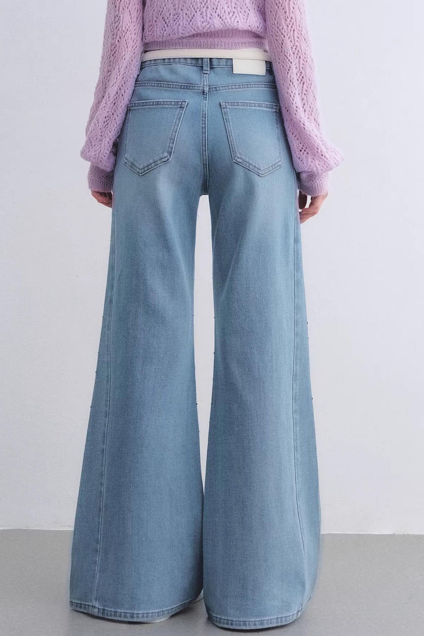 Washed Rhinestone Flared Pants
