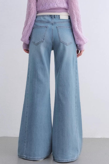 Washed Rhinestone Flared Pants