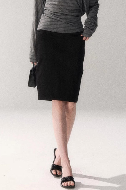Cotton Washed Midi Skirt