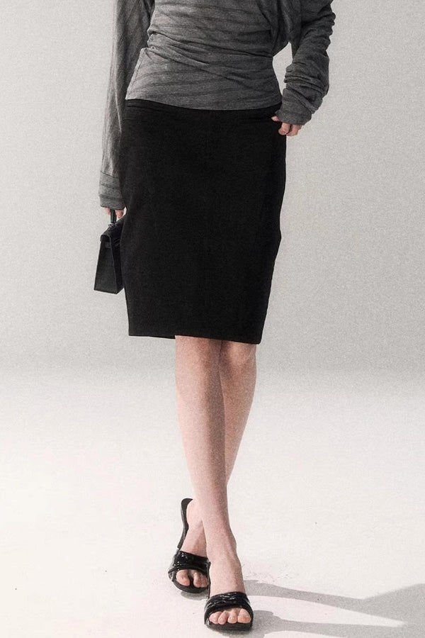 Cotton Washed Midi Skirt