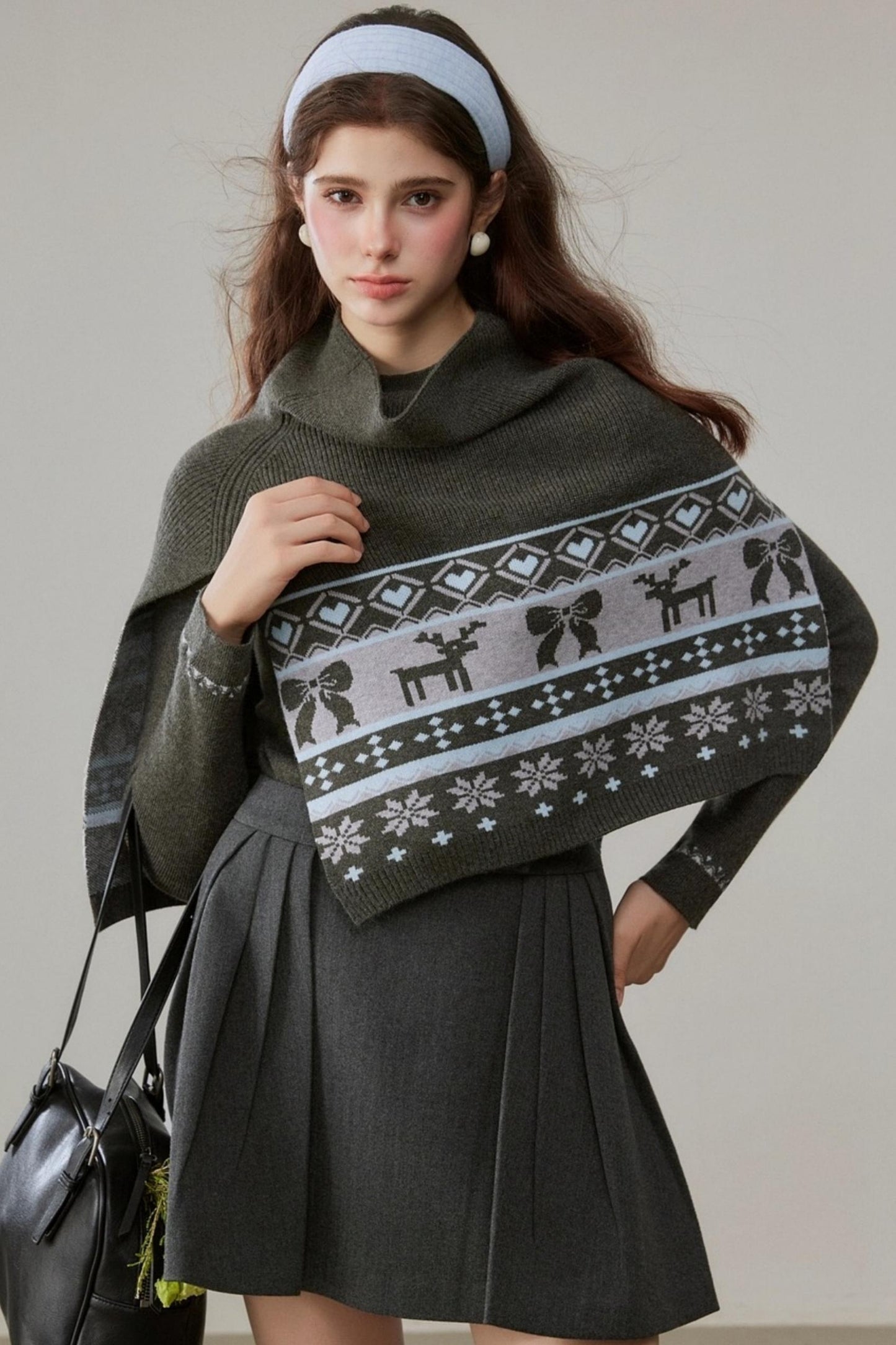 Vintage Jacquard Sweater Shawl Set-Up