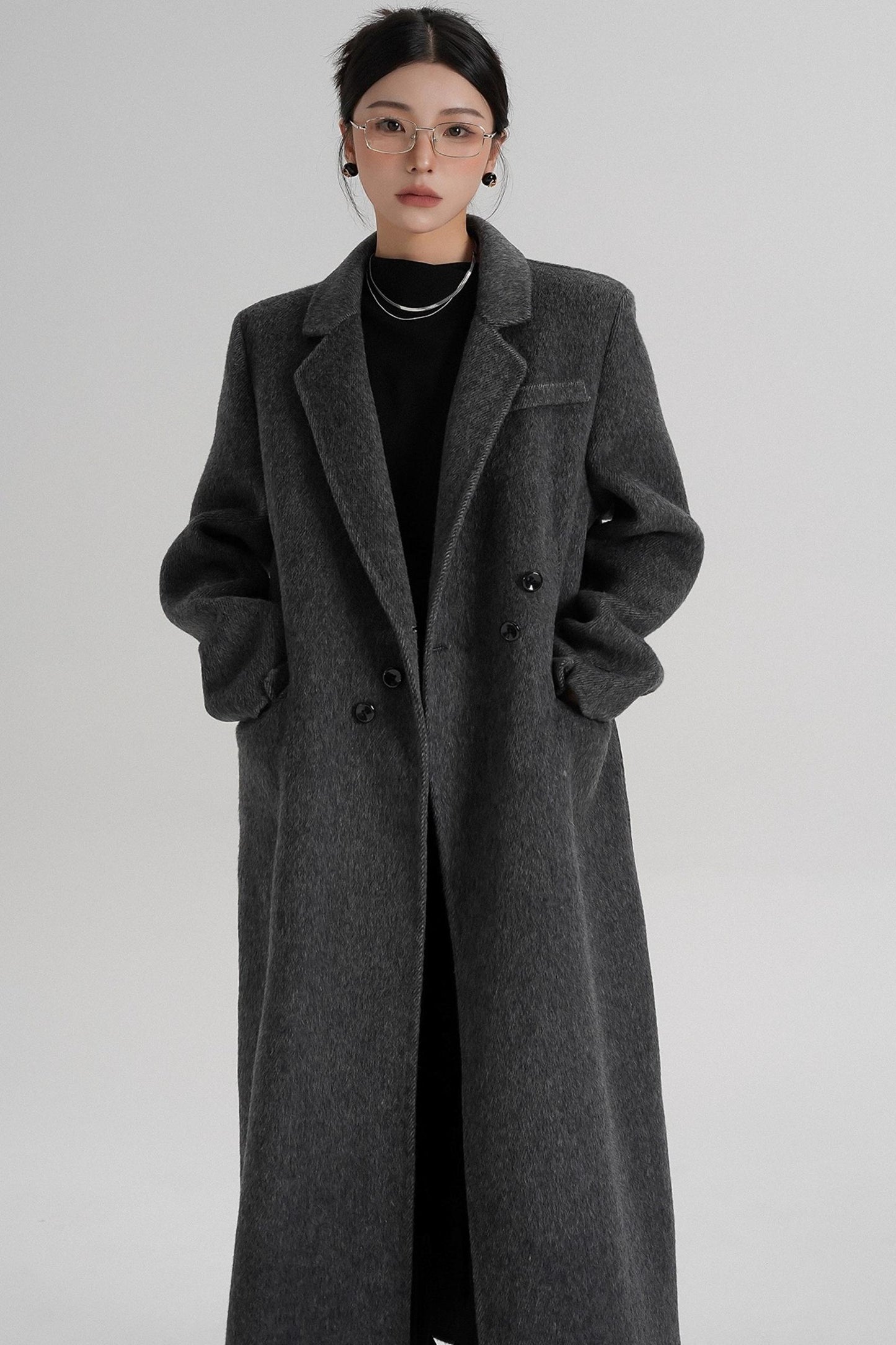 Reversible Long Shoulder Wool Coat