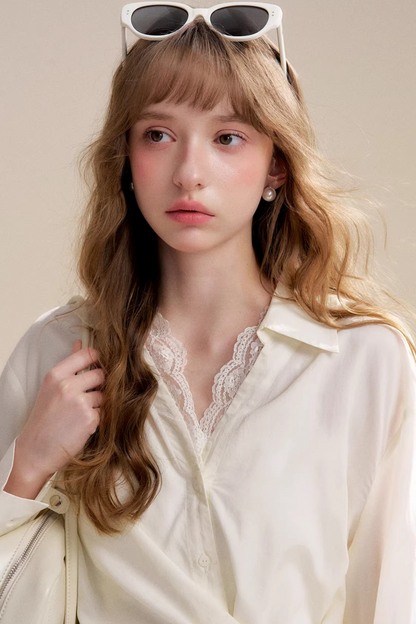 Romantische Tencel-Bluse mit Spitze