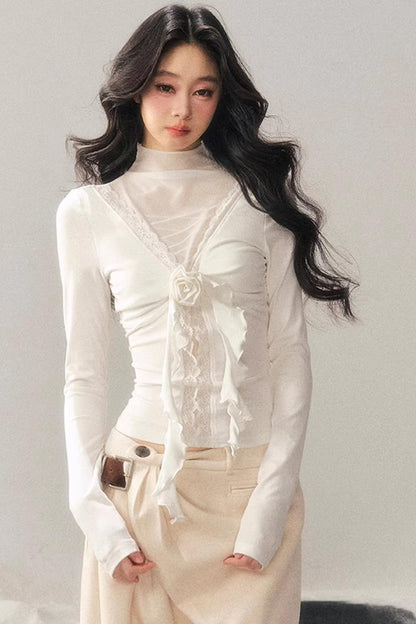 High-Neck Lace Winter Top