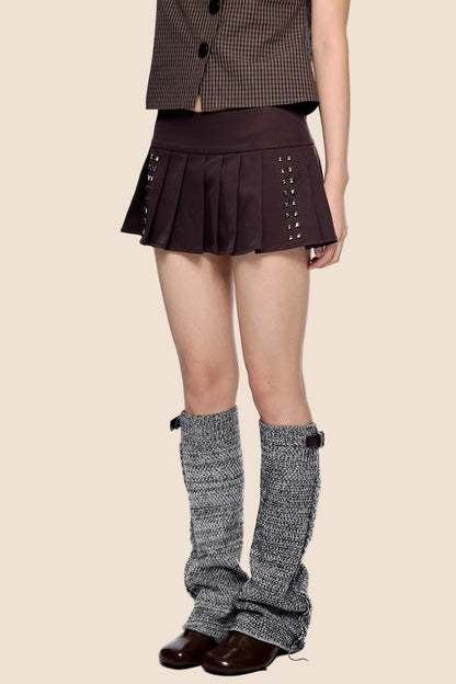 Rivet Pleated Retro Skirt