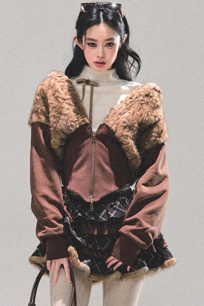 Sleeping with Snow Lamb Wool Coat