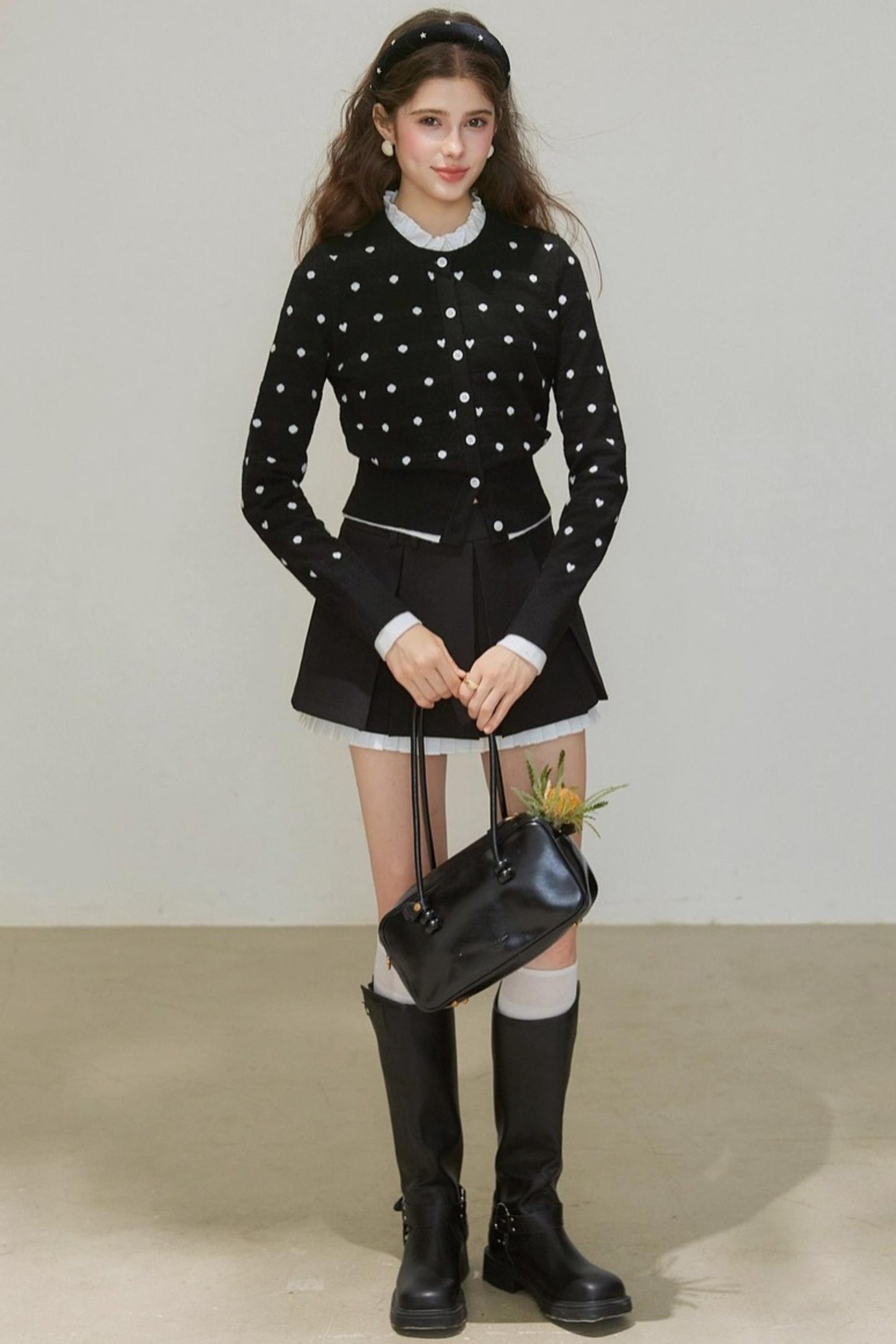 Knitted Polka Dot Cardigan