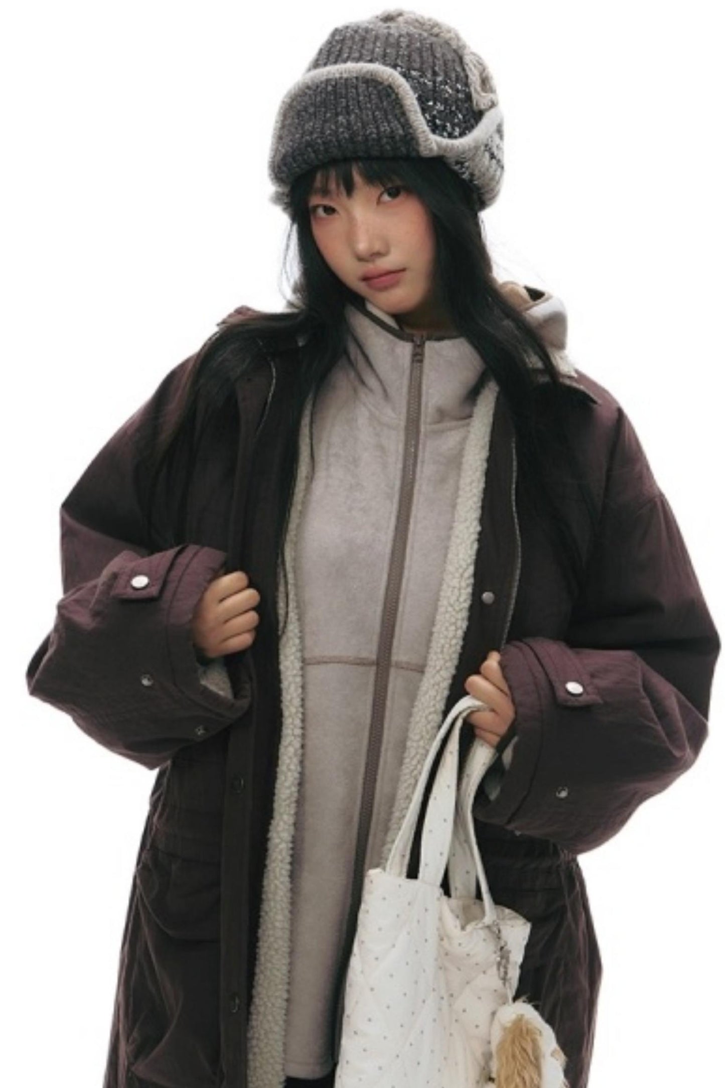 Fleece Patchwork Hooded Jacket