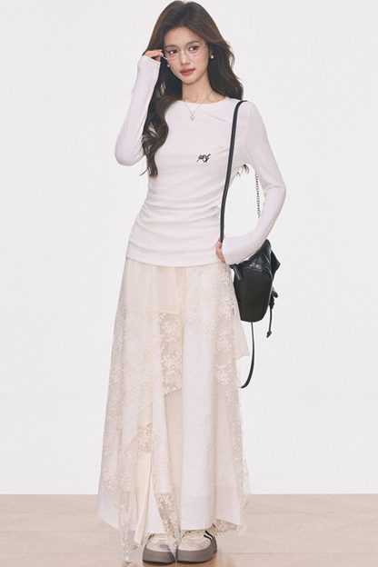 실버 버튼 플러터 스웨터 탑 셋업