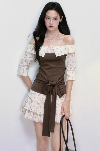 Patchwork Blouse Skirt Set-Up