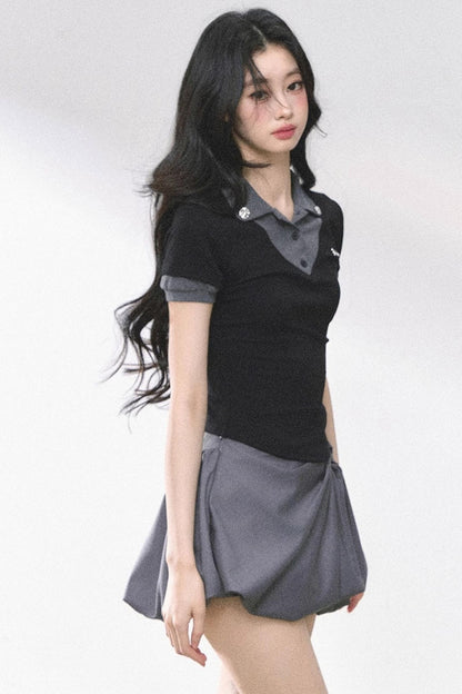 Short Sleeve Off-Shoulder Crop Top