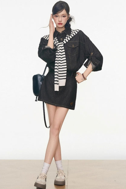 Volume Shoulder Long Shirt Set-Up