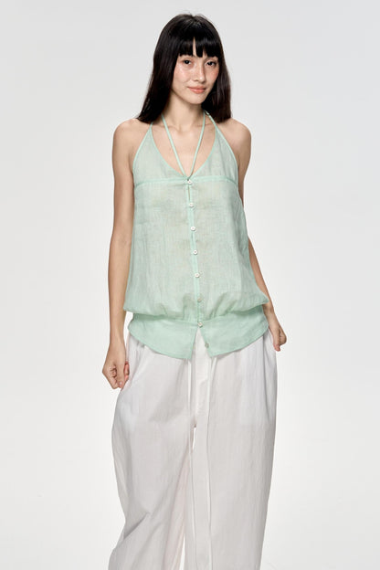 Backless Plaid Tank Top