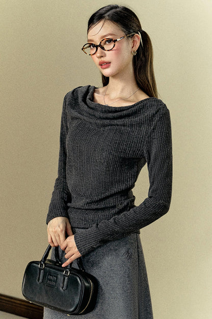 Long Sleeve Swing Neck Knit Top