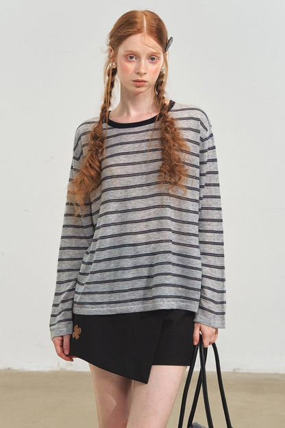 Vintage Striped Gray Knit Top