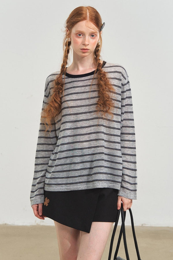 Vintage Striped Gray Knit Top
