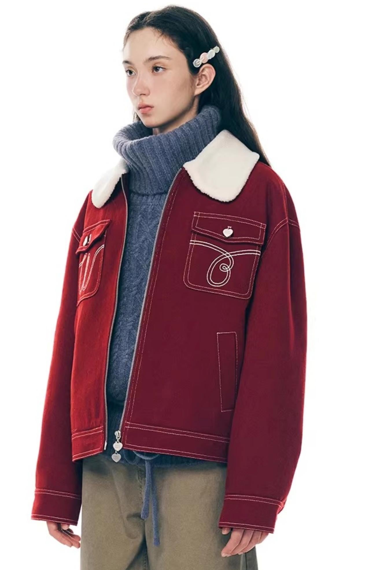 Red Wool Winter Jacket