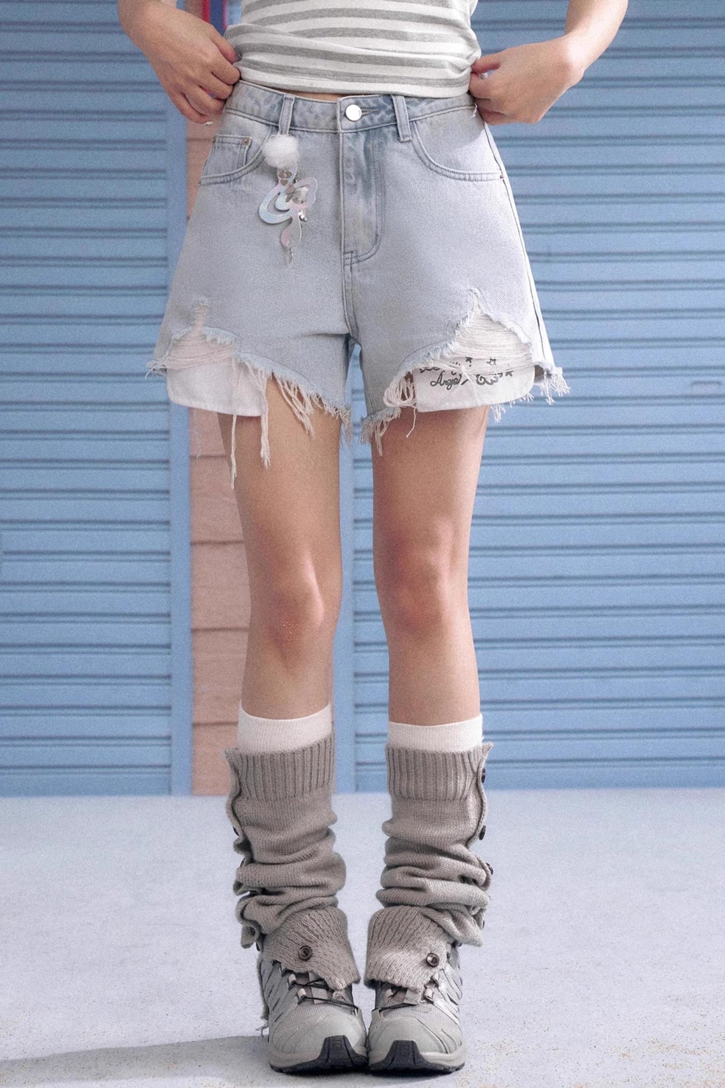 Whiskered Wings Denim Shorts
