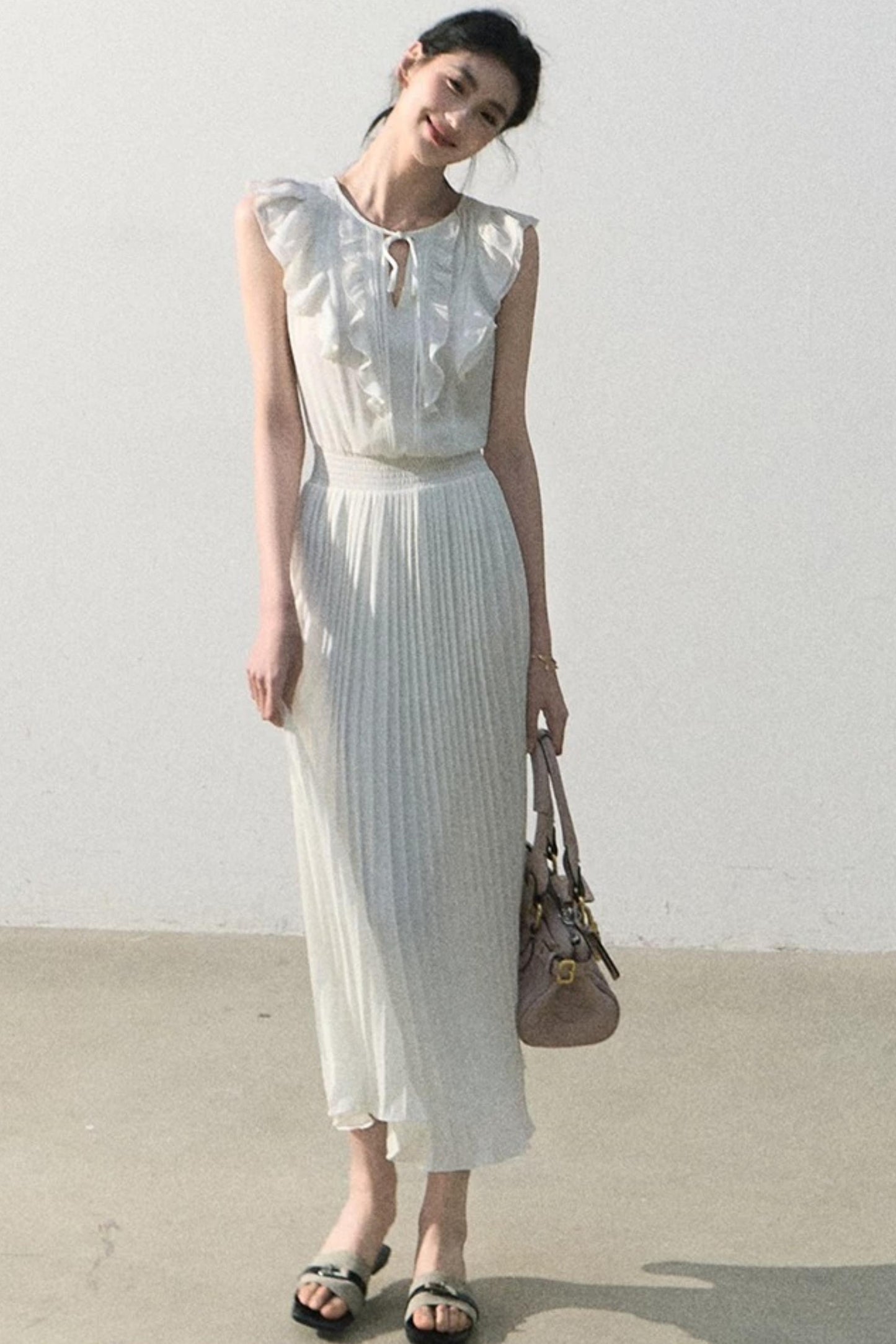 Pure White Chiffon Dress