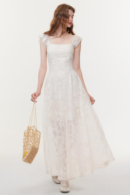 Slim Fit Square Neck Jacquard Dress