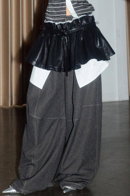 Urban Nomadic Versatile PU Leather Puffy Skirt