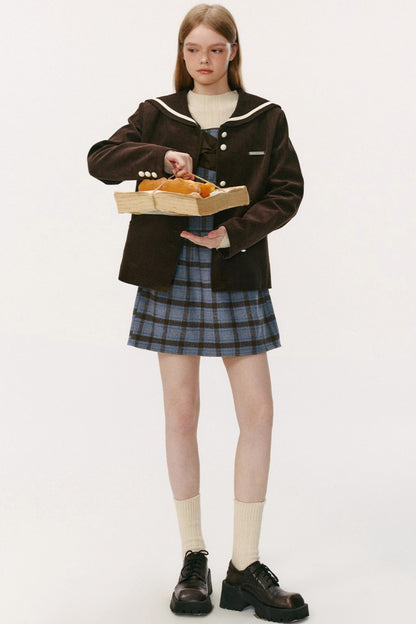 Blueberry Wool-Blend A-Line Short Dress