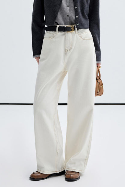 White Wide Leg Cotton Jeans