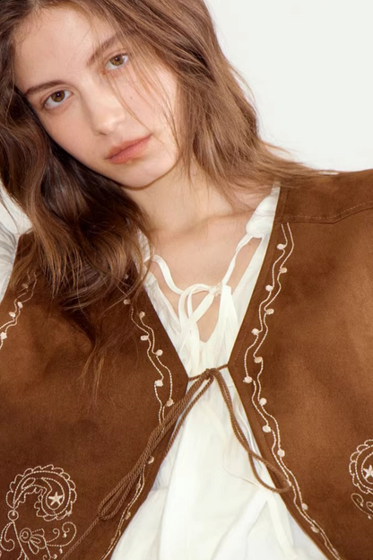 Color-Block Suede Vest