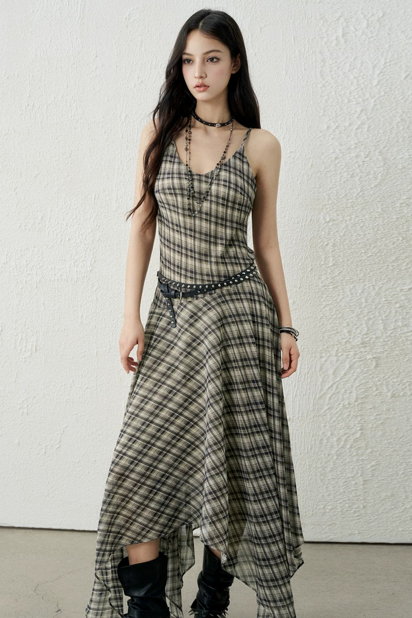 Retro Green Plaid Dress