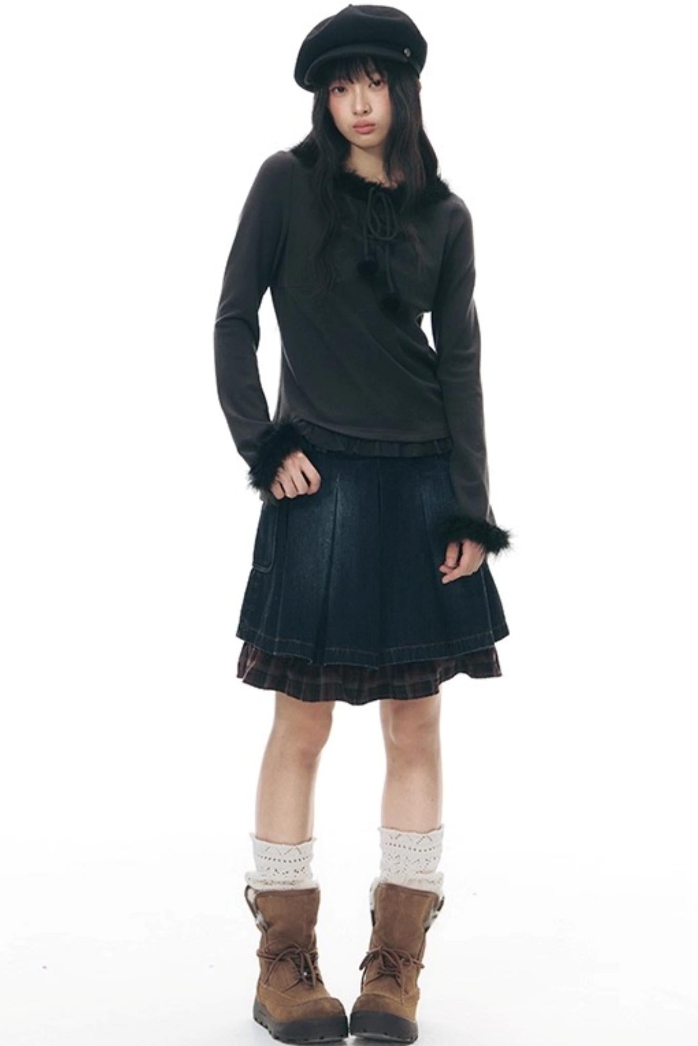 Furry Patchwork Base Layer Top