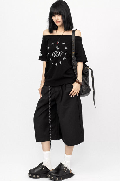 Casual Black Loose Shorts