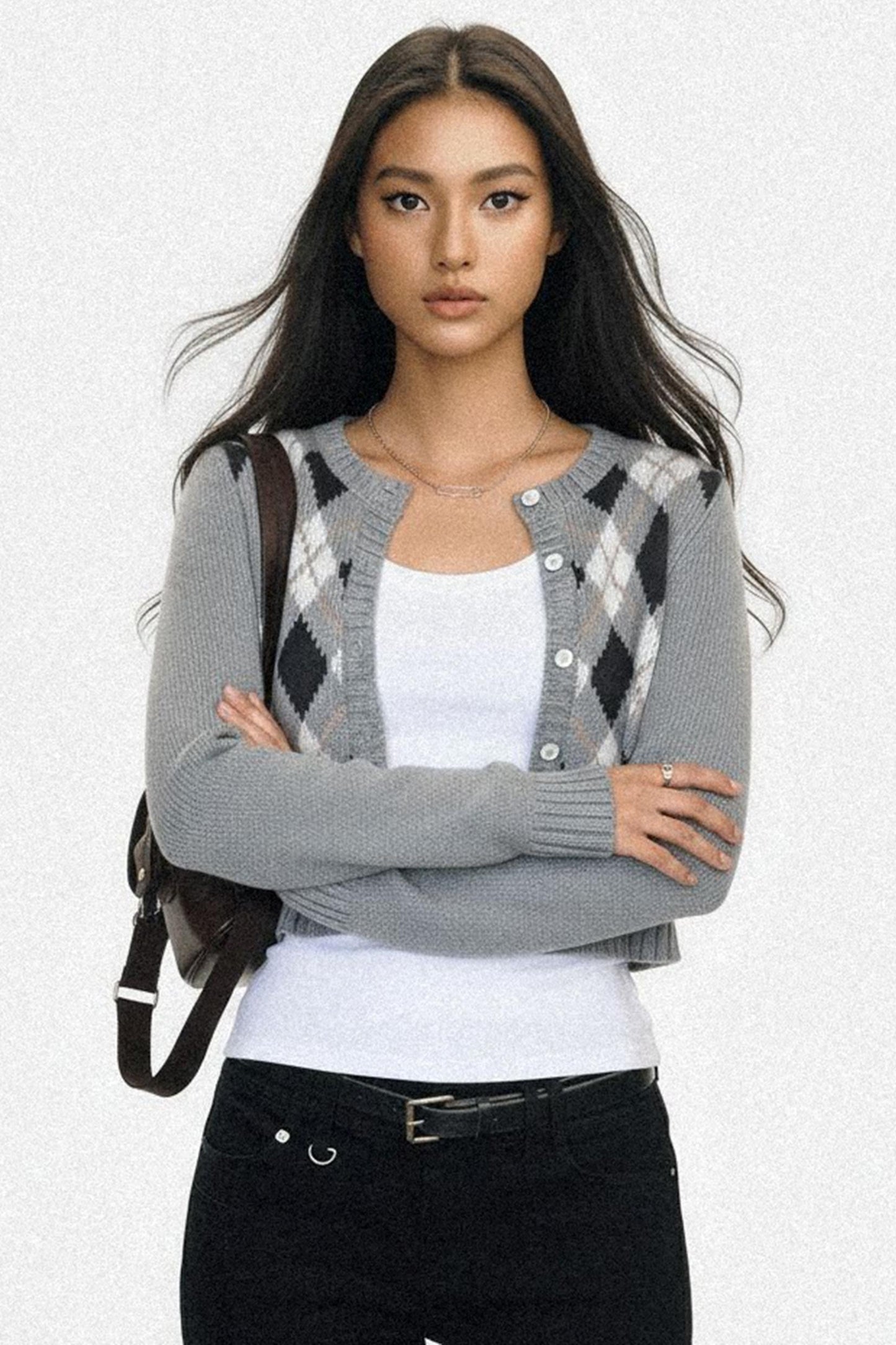 Contrasting Plaid Short Cardigan