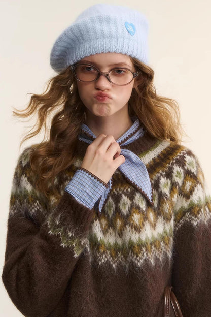 Shell Embroidery Plaid Shirt