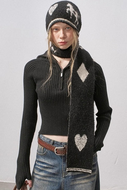 Love Pony Knitted Plush Warm Hat Scarf Set-Up