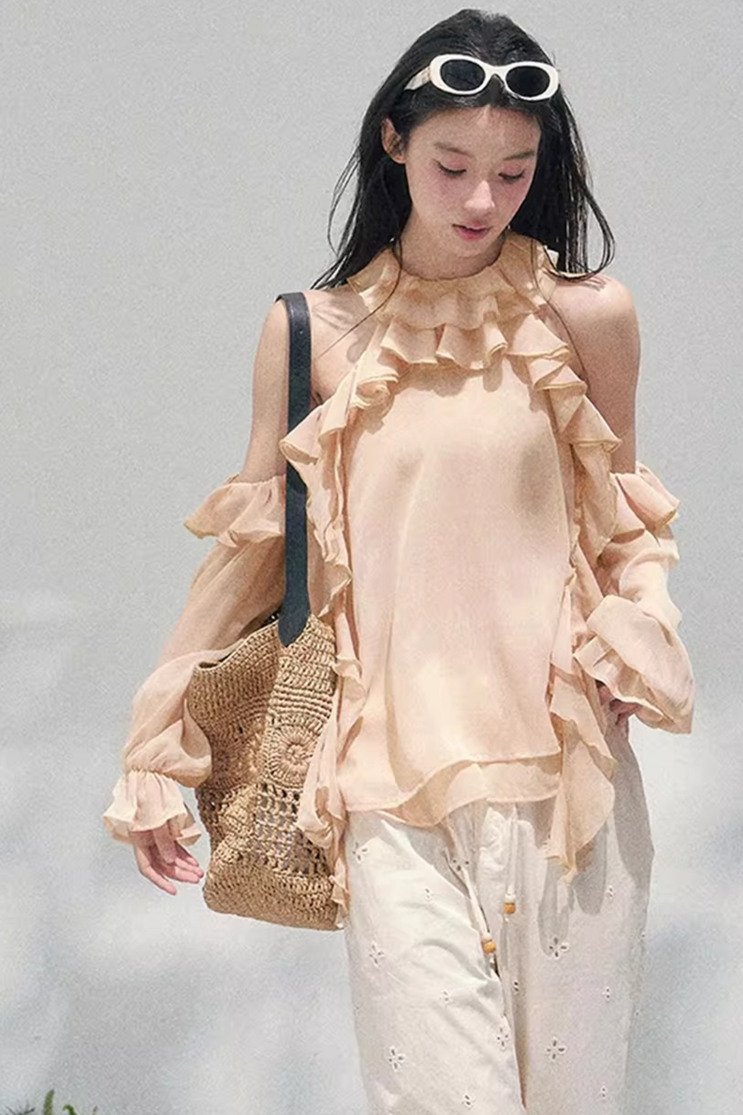 Ruffled Edge Off-Shoulder Top