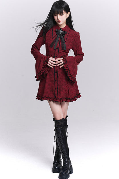 Red Plaid Shirt Dress