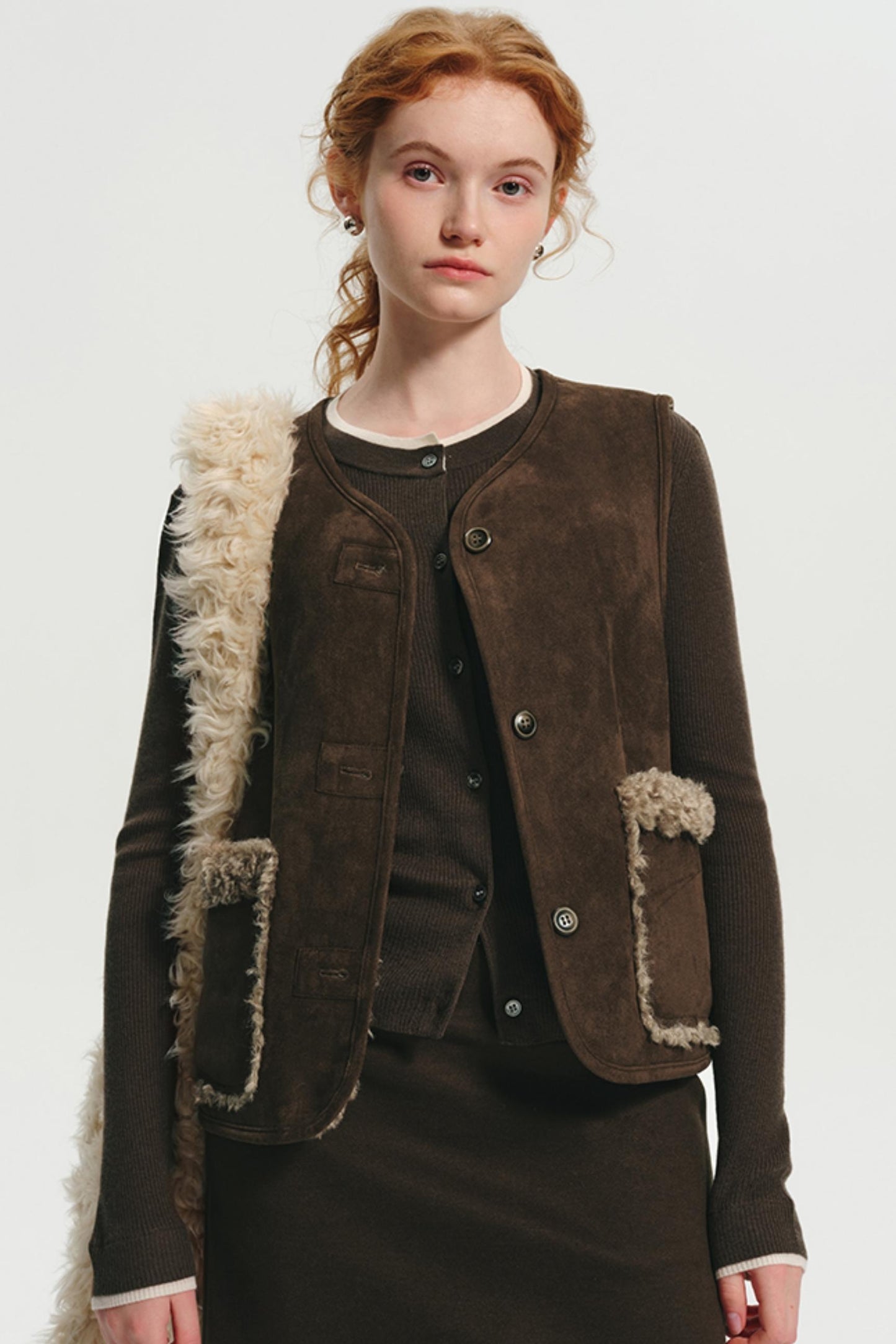 Warm Shearling Suede Vest