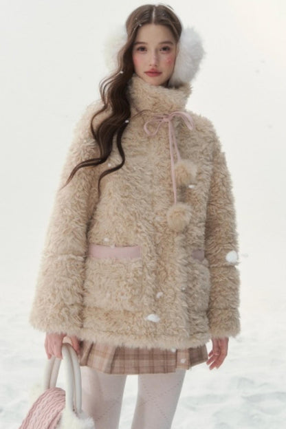 Pink and Blue Reversible Fur Coat