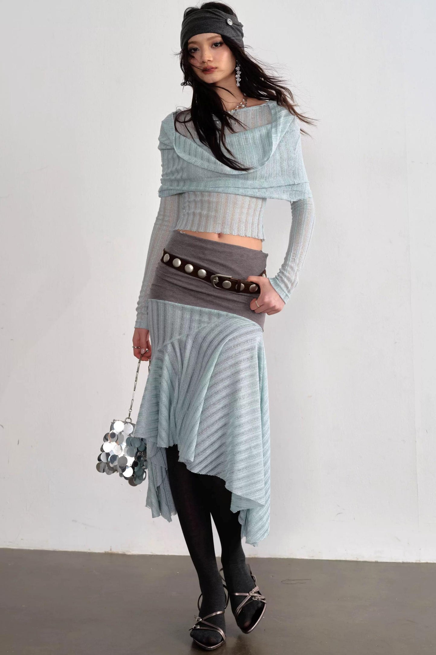 Romantic Mint Drapey Top Set