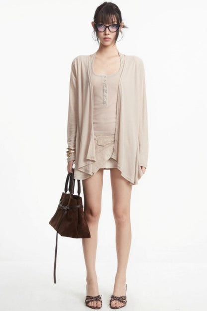 Apricot Retro Knitted Cardigan Set