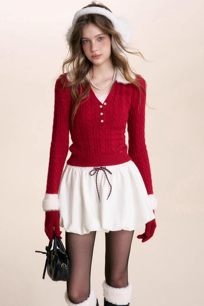 Cloud Soft Velvet Lapel Sweater