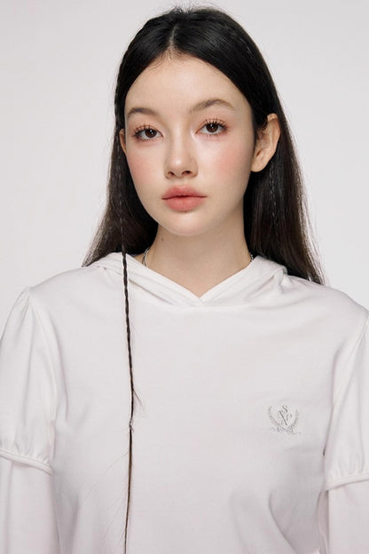 Panelled Puff Sleeve Layering Sweatshirt